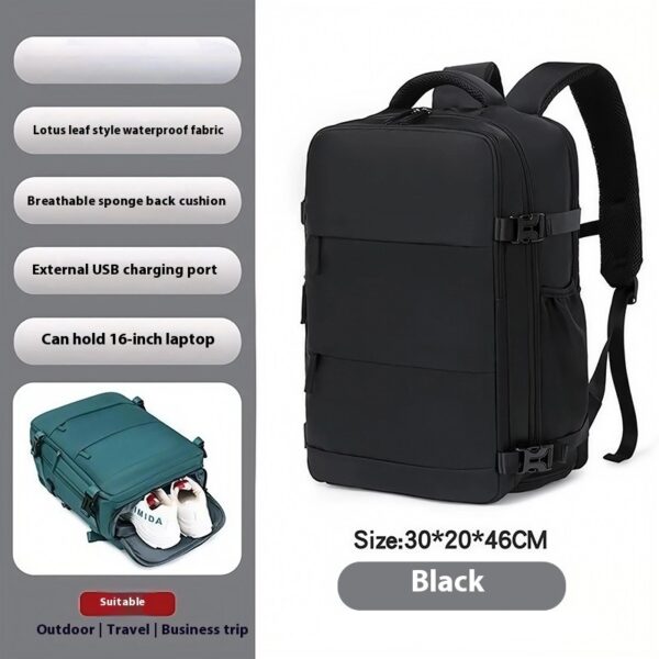 Pure Color Casual Versatile Men's And Women's Large Capacity Backpack - Image 3
